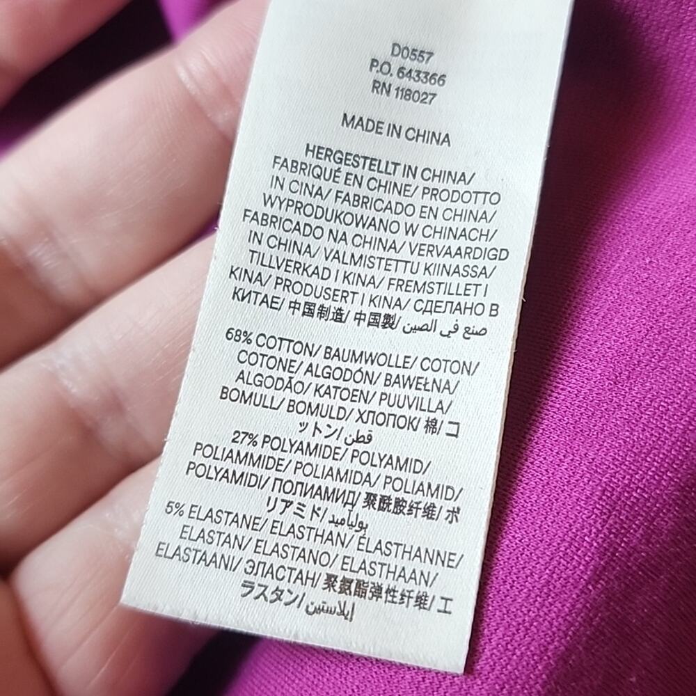 BODEN | Vibrant Purple Ruched Bodycon Long Sleeve Cotton Blend Midi Dress | 4 - Picture 9 of 11
